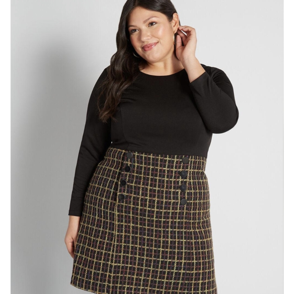 So Happy Together Twofer Dress black plaid | Womens Hutch Long Sleeve Dresses